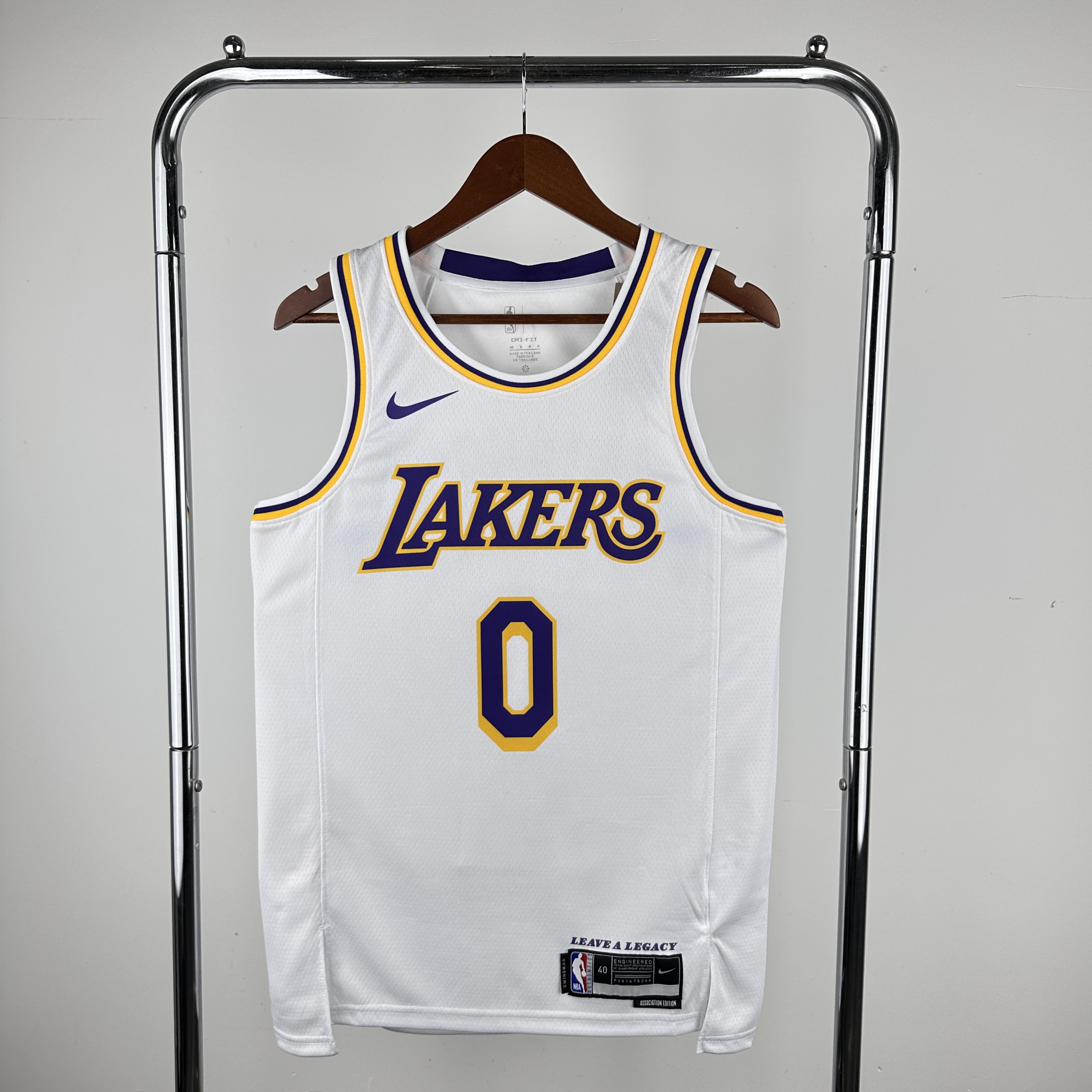 Men Los Angeles Lakers #0 Westbrook Stitched White Nike NBA 2024 Jersey